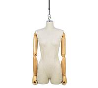 asdchZen Mannequin Body Torso Female, Hanging Half Scale Dummy Retail Manikin Body with Hook Up Wooden Arm for Wedding Dress Clothing Display, Rod Adjustable 50,100cm,B