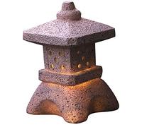 asdchZen Miniature Pagoda Solar Powered Led Garden Light, Resin Square Pagoda Oriental Lantern Statue, Zen Asian Art Ornament