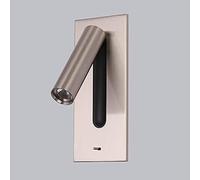 asdchZen Modern Nordic Led Wall Lamp,350° Rotatable And 90° Foldable Headboard Lighting Wall Light,Stylish Bedside Reading Lamps With Recessed Push Switch,Nickel