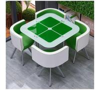 asdchZen Modern Round/Square Dining Table Set With 4 Chairs - Stylish Conference & Reception Table For Living Room/Dining Room - Glass Top Furniture Combination,8