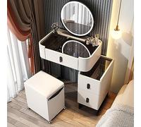asdchZen Modern White Vanity Desk With Adjustable Mirror And Drawers Ideal Makeup Desk For Bedroom With Brightness Settings Perfect For Girls And Women Stylish Vanity Table For Dr,White a-60cm/23.6in