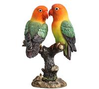 asdchZen Multicolor Resin Parrot Birds Perching On A Branch Statue, Tropical Birds Sculpture, For Patio Home And Garden Decor