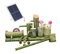 asdchZen Natural Bamboo Fountain Kit, Solar Powered Feng Shui Zen Water Feature With Rotating Wheel, Circulating Water Ornament, For Patio Pond Bird Bath Garden Balcony, 27.6In,31.5in(80cm)