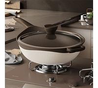 asdchZen Natural Clay Wok Non-Stick Pan 32Cm Household Oil-Free Two-Color Induction Cooker Gas Stove Suitable,D 32Cm