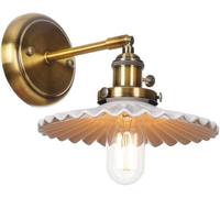 asdchZen Nordic Brass Rotatable Wall Light White Ceramic Shade Wall Lamp Creative Retro Reading Wall Sconce For Bedroom Bedside Living Room Study Room Corridor Entryway Restaurant Wall Mo