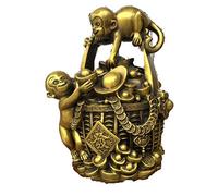 asdchZen Opening Pure Copper Bucket Gold Ornaments Lucky Double Monkey Bucket Gold Piggy Bank Monkey Ingot Treasure Pot Ornaments