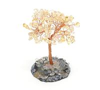 asdchZen Ornaments Crystal Tree Natural Citrine Gravel Copper Wire Winding Tree Of Life Home Decoration Aura Healing Crystal Bedroom Desk Ornaments Gemstone Tree