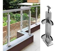 asdchZen Outdoor Balcony Deck Patio Roof Counter Top Glass Railing Post/Clamp With Fittings Kit, Angle Adjustable Connector For Round/Square Handrail, Silver,Corner Post,110cm/43.3 in