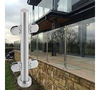 asdchZen Outdoor Glass Fence Bracket Round Post, End/Middle/Corner Glass Railing Spigots For Yard/Deck/Balcony/Stairs Indoor Outdoor, Home Villa Glass Guardrails Balusters,Middle Post,85m/33.5 in