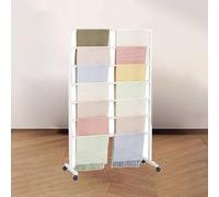 asdchZen Pulley-Operated Scarf And Clothing Display Rack - Adjustable Metal Floor Stand For Retail Fabric And Shawl Presentation.White,120X40X145CM