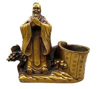 asdchZen Pure Copper Confucius Pen Holder Hole Sage Ornaments Analects Pen Holder To Help Students Promote The Official Ornaments Study Room Decorations