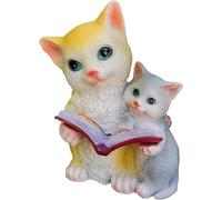 asdchZen Reading Figurine Garden Cat Reading Statue Solar Light Funny Cat Garden Figurines Decorations Yard Lawn Garden Cat Statues Outdoor Resin Cat