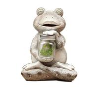 asdchZen Resin Yoga Posing Frog Holding Solar Lights Garden Statue - Solar Powered Animal Sculpture Outdoor Led Garden Light Decor