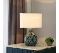 asdchZen Rustic Country Cottage Style Table Lamps 19.7" Tall Peacock Feather Pattern Carving End Table Lamps Fabric Drum Shade Decor For Living Room Bedroom House Bedside Nightsta,A