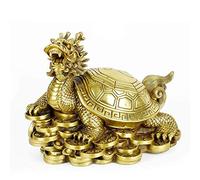asdchZen Sculpture Tabletop Dragon Turtle Figurines, Copper Ornaments For Living Room, Lucky Turtle Crafts, Animal Desk Decor,L1