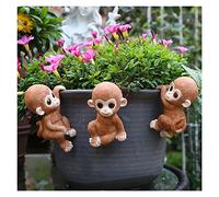 asdchZen Set Of 3 Indoor Outdoor Statue Hanging Monkeys, Resin Cute Monkey Figurines, Planter Hanging Animal Garden Sculpture