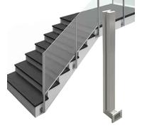 asdchZen Side Mount Glass Railing Post Clamps 24In 28In 30In 36In 44In 48In, Indoor Hallway Stairs Outdoor Balcony Deck Home Villas Glass Fence Balusters Columns,Silver Middle Post,34 in/86 cm