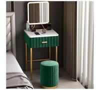 asdchZen Small Dressing Table For Girls Bedroom, Modern Desk Set With Mirror And Stool, Drawer, 3-Color Dimmable Lights,Green,40x40x78cm
