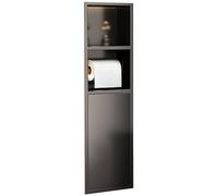asdchZen Stainless Steel Built-In Shower Niche,Decoration Storage Cabinets Caddies,Toilet Paper Holders With Trash For Living Bedroom Kitchen Bathroom,Grey,18X80X12.5cm,7X31X4.9in
