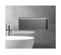 asdchZen Stainless Steel Led Shower Niche,Large Capacity Bathroom Shelf Waterproof,Recessed Wall Niche Organizer For Bathroom Storage Installation,Grey,92x32x12.5 cm