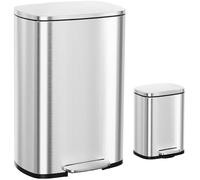 asdchZen Stainless Steel Step Trash Can, Soft-Close Rubbish Bin With Removable Inner Bucket, Fingerprint-Proof Lid For Kitchen, Durable Black Dustbin,Silver