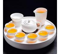 asdchZen Tea Set Tea Set Home Suet Jade White Porcelain Tea Set, Ceramic Tea Set And Tray Set