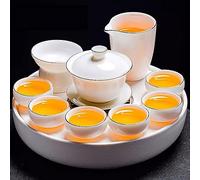 asdchZen Tea Set Tea Set Home Suet Jade White Porcelain Tea Set, Ceramic Tea Set And Tray Set