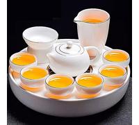 asdchZen Tea Set Tea Set Home Suet Jade White Porcelain Tea Set, Ceramic Tea Set And Tray Set