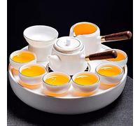 asdchZen Tea Set Tea Set Home Suet Jade White Porcelain Tea Set, Ceramic Tea Set And Tray Set