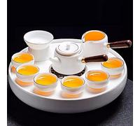 asdchZen Tea Set Tea Set Home Suet Jade White Porcelain Tea Set, Ceramic Tea Set And Tray Set