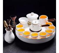 asdchZen Tea Set Tea Set Home Suet Jade White Porcelain Tea Set, Ceramic Tea Set And Tray Set