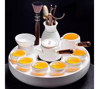 asdchZen Tea Set Tea Set Home Suet Jade White Porcelain Tea Set, Ceramic Tea Set And Tray Set