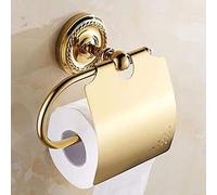 asdchZen Toilet Roll Holder Made Brass Paper Roll Holder Paper Holder Square Cover Wall Mounted Bathroom Accessories European Style, Golden