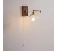 asdchZen Vintage Brass Wall Lamp With Pull Chain - Modern Farmhouse Bedside Reading Light,B