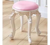 asdchZen Vintage Vanity Stool With Padded Seat And Plastic Steel Legs Round Makeup Chair For Vanity In Gold Color Perfect For Dressing Room Living Room Or Bedroom,Pink,Gold