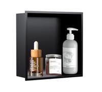 asdchZen Wall Insert Shower Niche 304 Stainless Steel Bathroom Fixtures Wet Room Niche Shelf Built-In Bathroom Fixtures Storage Cabinets To Store Bathroom Essentials No Tiles Required,Black