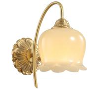 asdchZen Wall Light & Sconces Gold Flower Wall Light Strip For Living Room, Milky White Resin Lampshade Wall Lamp, Brushed Brass Finish Wall Light, Antique Gooseneck Design Bedside Wall M,B,A