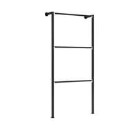 asdchZen Wall Mount Curtain Display Stand, Multi-Layer Storage Rack For Exhibition Hall And Commercial Textile Retail.Black,150x25x200cm