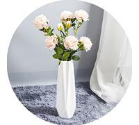asdchZen White Ceramic Vases, Large Floor Vase, Sophisticated Vessel For Decorative Branches And Dried Flowers,White,9X30Cm