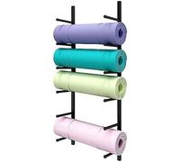 asdchZen Yoga Mat Holder 6/9 Tier Yoga Mat Storage Rack Metal Wall Mount Yoga Mat Rack For Hanging Foam Roller And Resistance Bands At Fitness Class Or Home Gym Yoga Storage Holder,Black,6 Tier