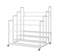 asdchZen Yoga Mat Holder Cart With Wheel, Home Gym Yoga Studio Storage Rack For Car, Movable High Capacity Equipment Organizer, Corner Display Stand,White,4 layer