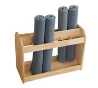 asdchZen Yoga Mat Holder Floor Yoga Mat Storage- Holds 12 Mats, Large Home Gym Wood Yoga Mat Holder, Kindergarten Carpets Stand Organizer, Yoga Room Accessories