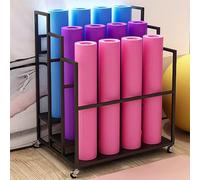 asdchZen Yoga Mat Holder Home Gym Yoga Mat Rack Free Movement, Metal Yoga Mat Holder Large Storage Space, Exercise Equipment Storage Basket For Foam Roller,Black