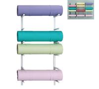 asdchZen Yoga Mat Holder Metal Yoga Mat Storage Bin Wall Mount, Yoga Mat Holder Stand For Foam Roller Yoga Strap Skateboard Yoga Block, Home Gym Decor, 6 Tiers,White