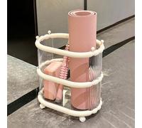 asdchZen Yoga Mat Holder Movable Home Gym Yoga Mat Storage Bin, Plastic Yoga Mat Basket For Foam Roller, Yoga Strap, Yoga Block, Workout Equipment Corner Storage,Beige