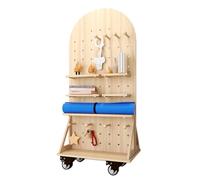 asdchZen Yoga Mat Holder Wood Yoga Mat Storage With Wheels, Yoga Mat Holder For Foam Roller Dumbbell Yoga Block Resistance Bands, Home Gym Decor/Yoga Accessories,Natural Wood