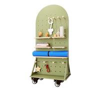 asdchZen Yoga Mat Holder Wood Yoga Mat Storage With Wheels, Yoga Mat Holder For Foam Roller Dumbbell Yoga Block Resistance Bands, Home Gym Decor/Yoga Accessories,Green