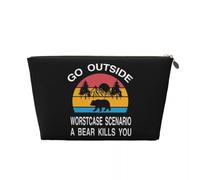 ASDCTYTKO Go Outside Worst Case Scenario A Bear Kills You Cosmetic Bag Adventure Camping Makeup Case Beauty Storage Toiletry Bags festival gift