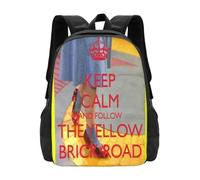 ASDCTYTKO Keep Calm And Follow The Yellow Brick Road Large Capacity School Backpack Laptop Bags Keep Calm Yellow Brick Road Dorothy Judy festival gift