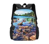 ASDCTYTKO Maine Acadia Painting Landscape Pattern Bag Student's Backpack Acrylic Maine Acadia Landscape Hillary festival gift